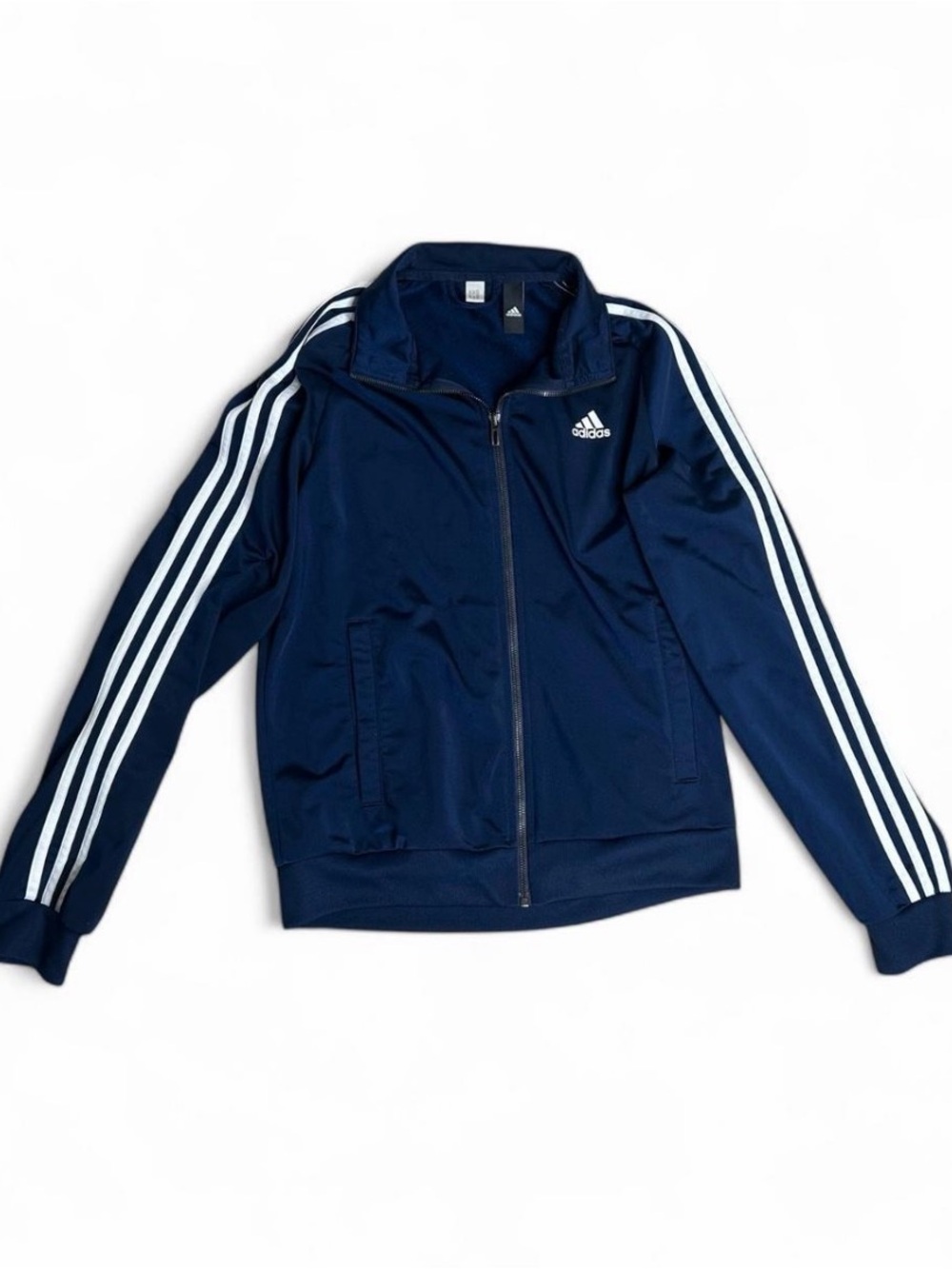 adidas Navy Blue Track Jacket with White Stripes